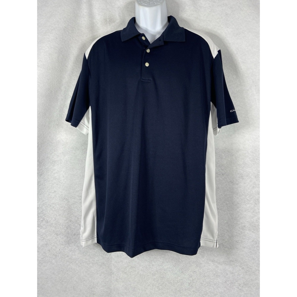 Chaps Golf 78 Polo Shirt Mens Large Navy White Short Sleeve Stay‎ Dry New